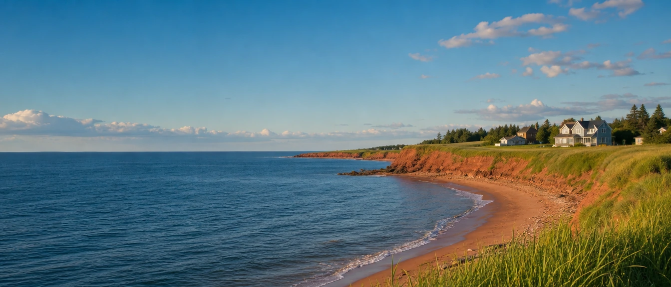 Prince Edward Island coastline and homes